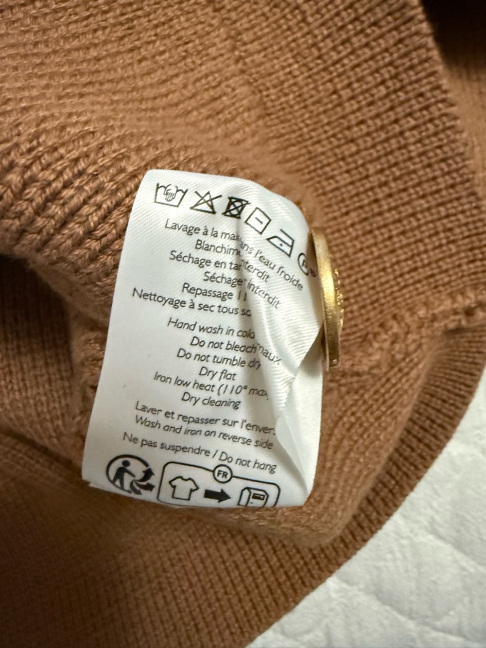 Sezane Valerio Wool Cotton Blend Cardigan in Camel Size Medium EUC - Picture 4 of 16